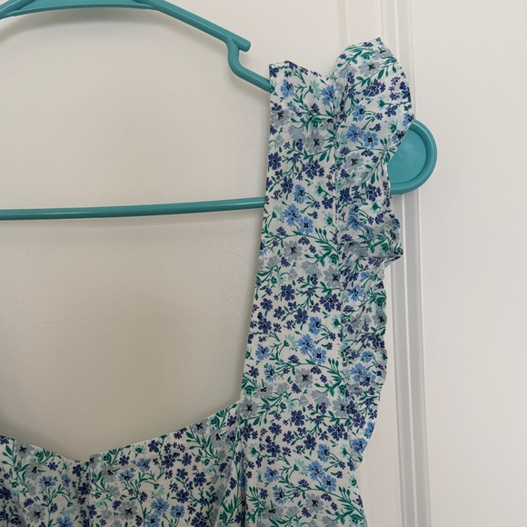 J. Crew Factory White Floral Maxi Skirt with Blue and Green Print - Picture 5 of 5